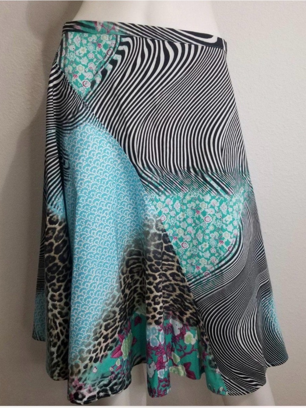 Roberto Cavalli zebra patchwork skirt